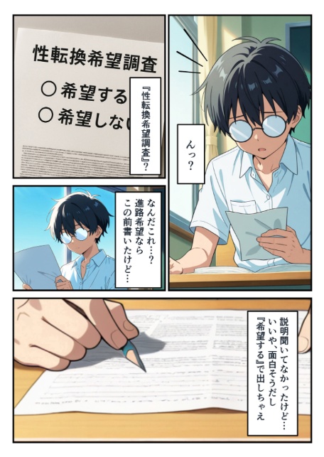 性転換希望調査に僕だけ希望するで出した結果、本当に女の子になってしまった話 モザイク版-2
