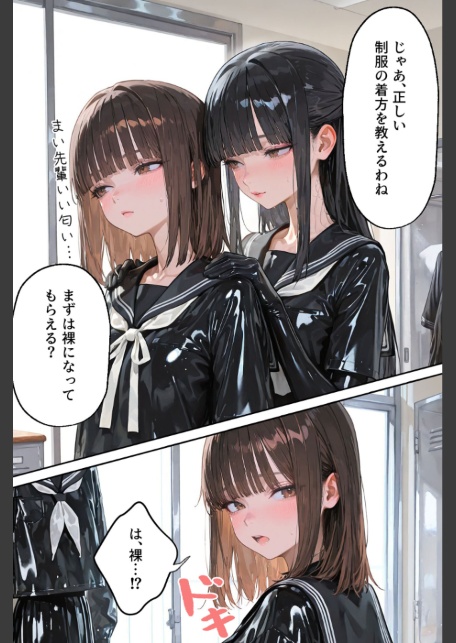 護謨学院｜ラバーセーラー服着用レッスン〜細身の女子●●を包むボディスーツと滲む汗が滴る学生服〜 モザイク版-サンプル画像16