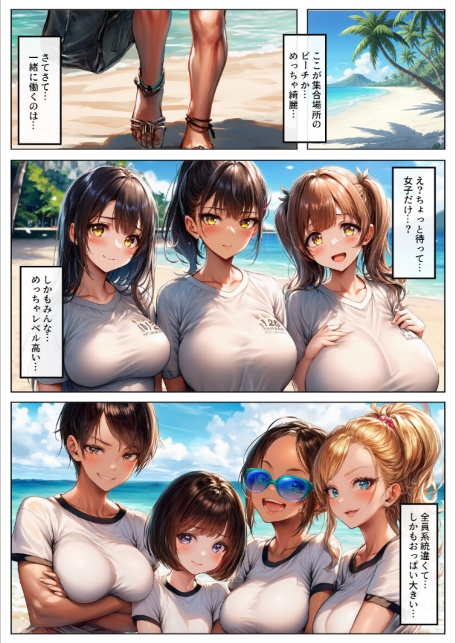 真夏のビーチでリゾバSEX！ヤリマンばかりのヌーディストビーチで童貞卒業【モザイク版】-サンプル画像3