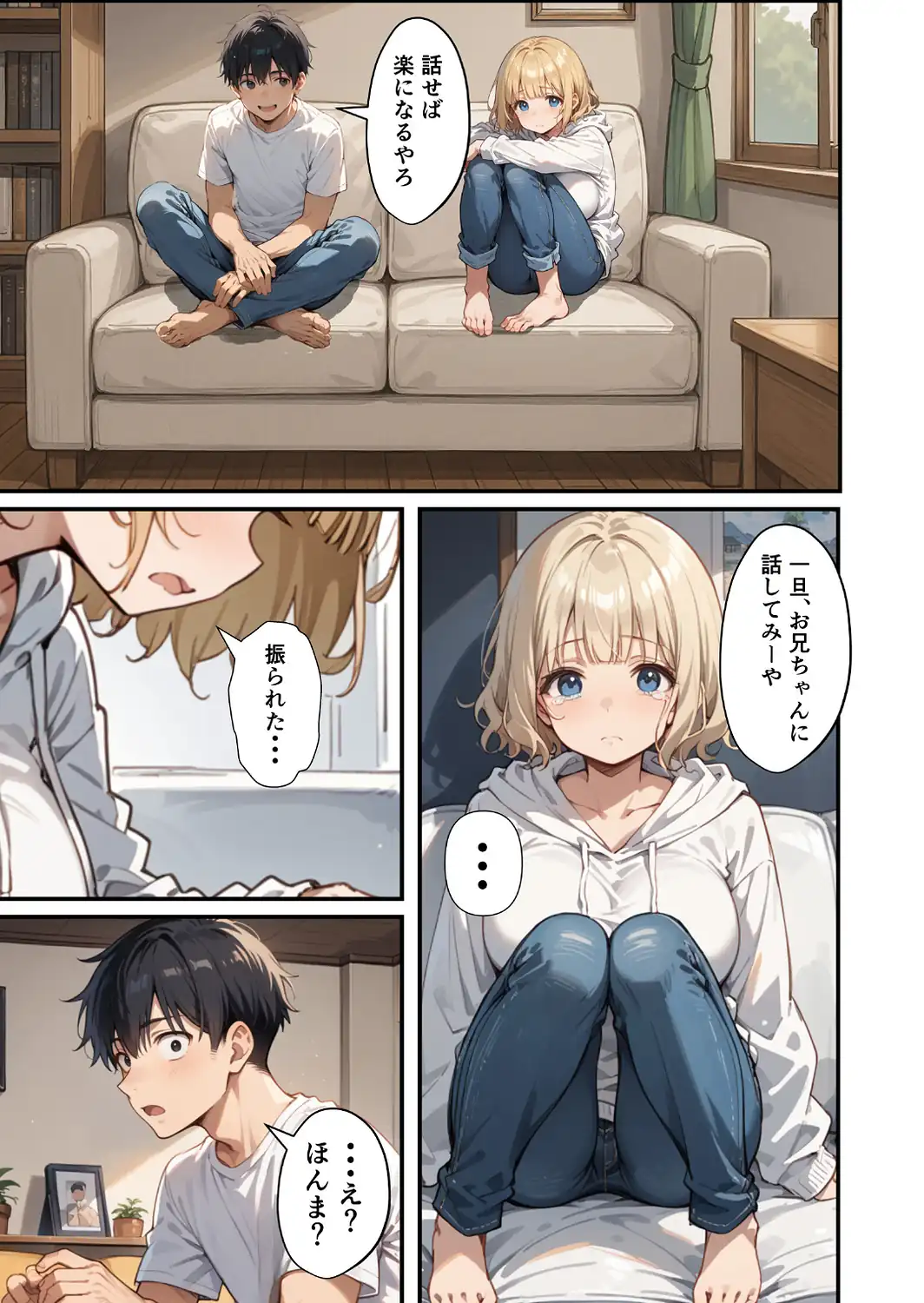 可愛い妹が失恋したので慰め上書き中出しセックスした話【モザイク版】-サンプル画像9