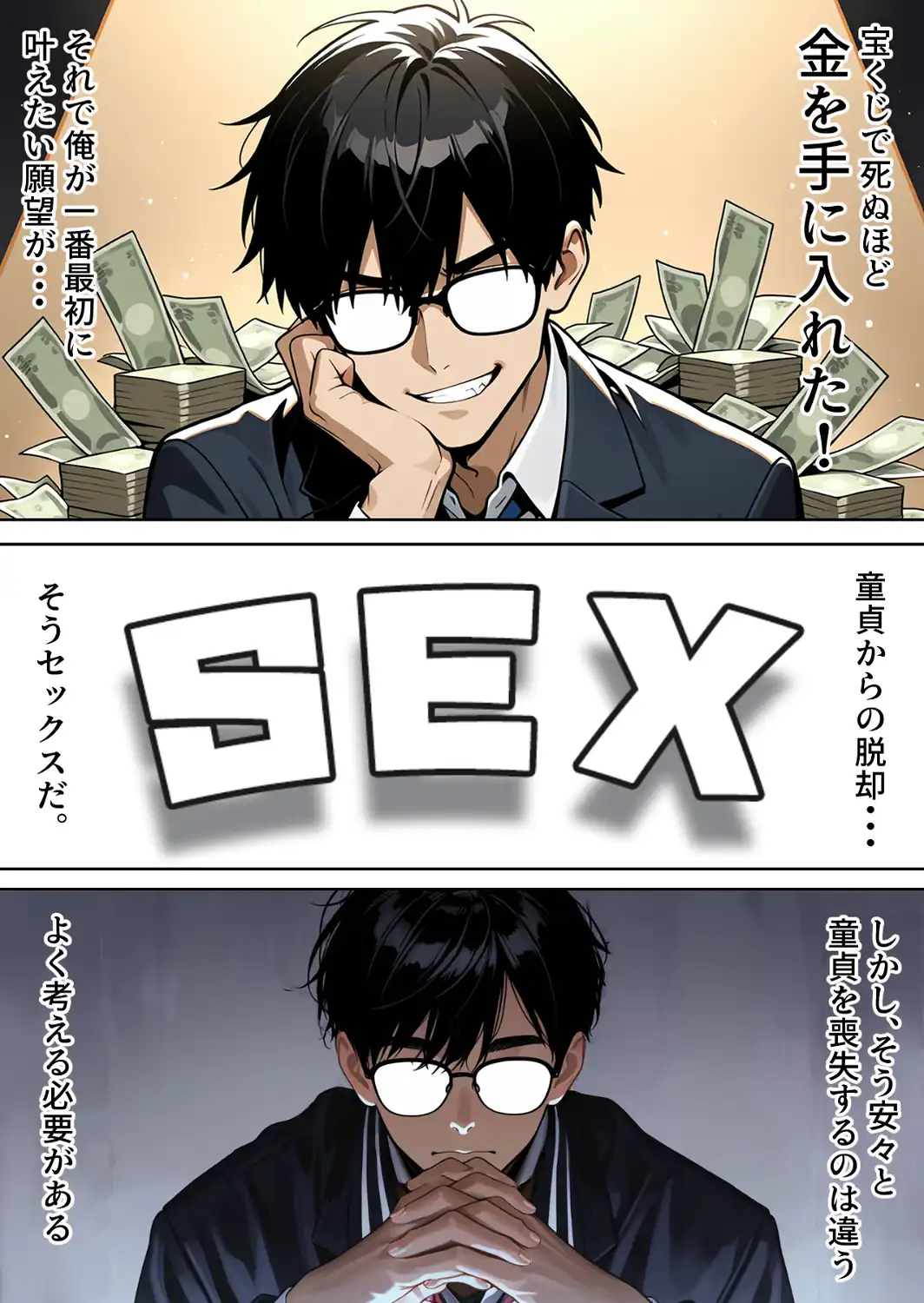 底辺逆転-どん底ぼっち童貞の俺が億万長者に！？同級生の美女を「冴えない男の救済企画」と称した高額バイトで釣ってみた結果…【棒消し修正版】-サンプル画像2