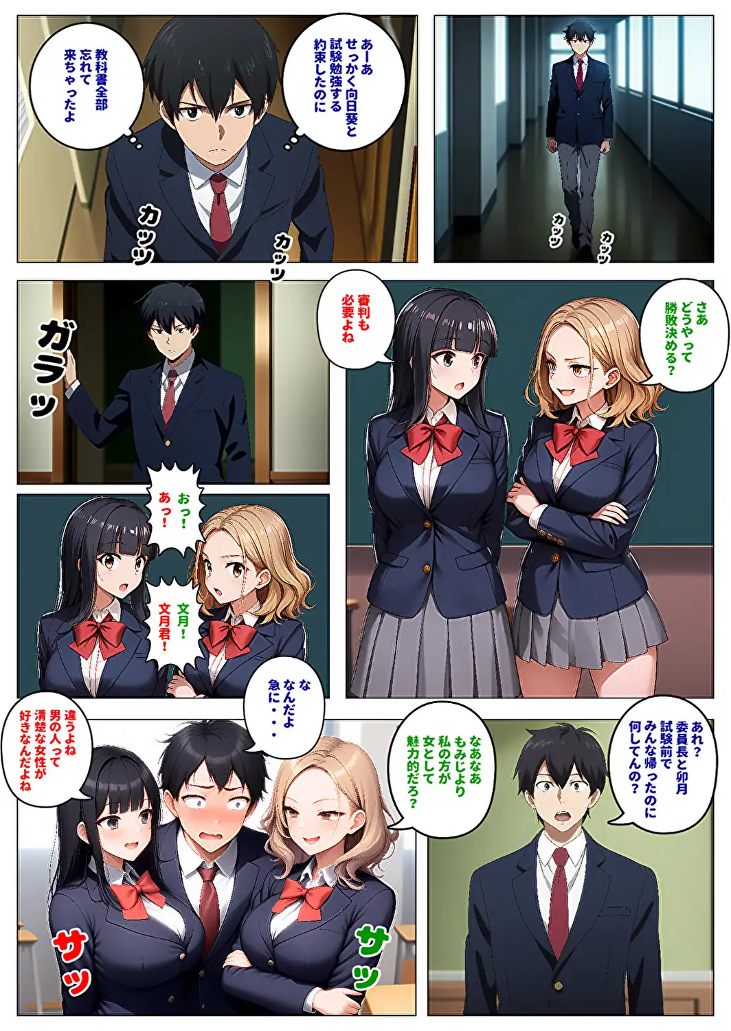 委員長とギャルがセックス勝負を始めたんだが俺が審判をする事になった話【モザイク版】-サンプル画像3