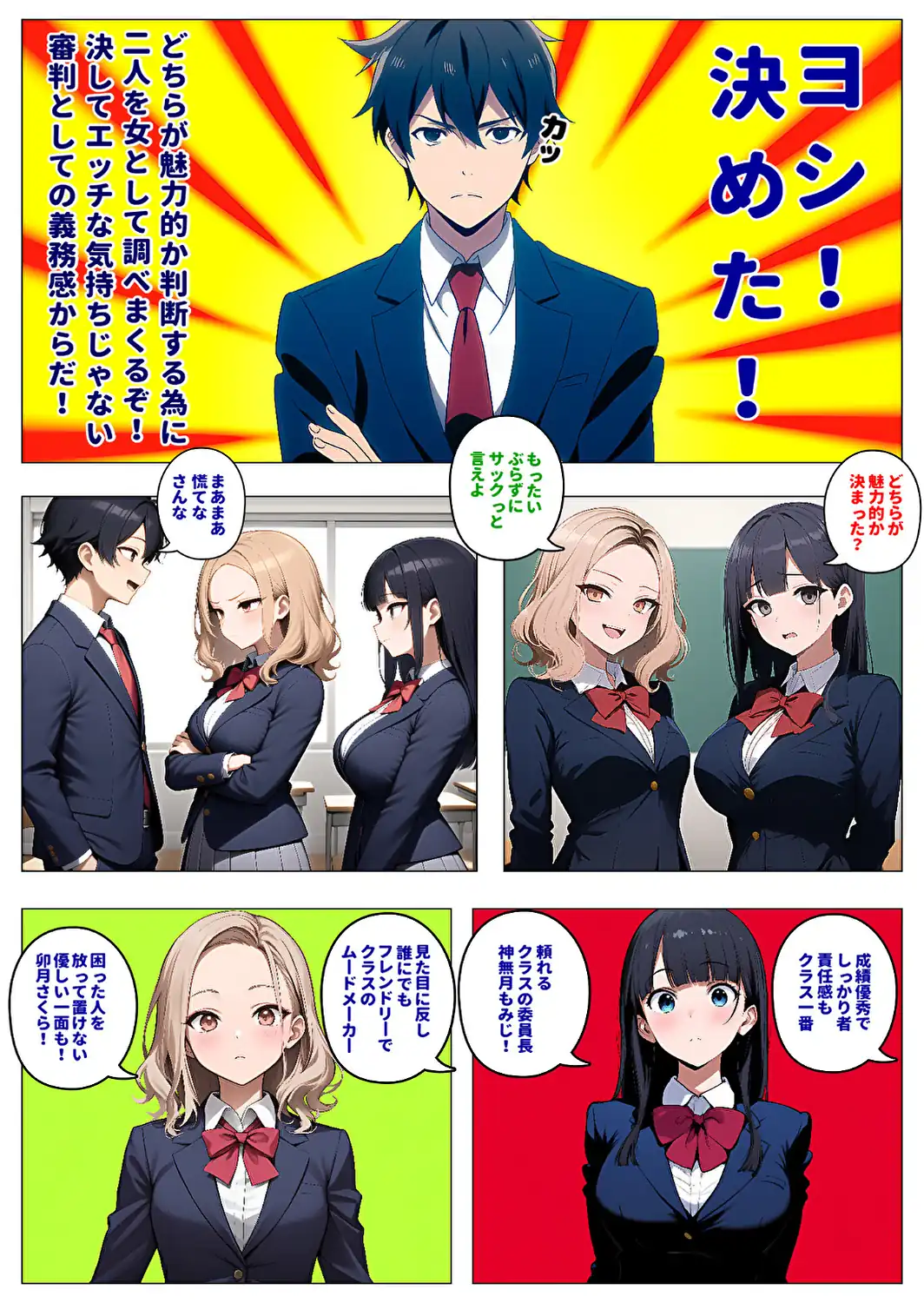 委員長とギャルがセックス勝負を始めたんだが俺が審判をする事になった話【モザイク版】-サンプル画像5