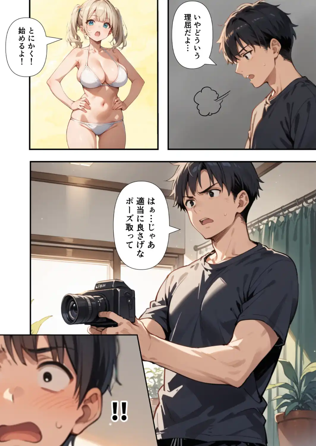 水着撮影中、巨乳妹に「勃っているのバレバレだよ？」と煽られたので勢いで生中出しした話【モザイク版】-サンプル画像8