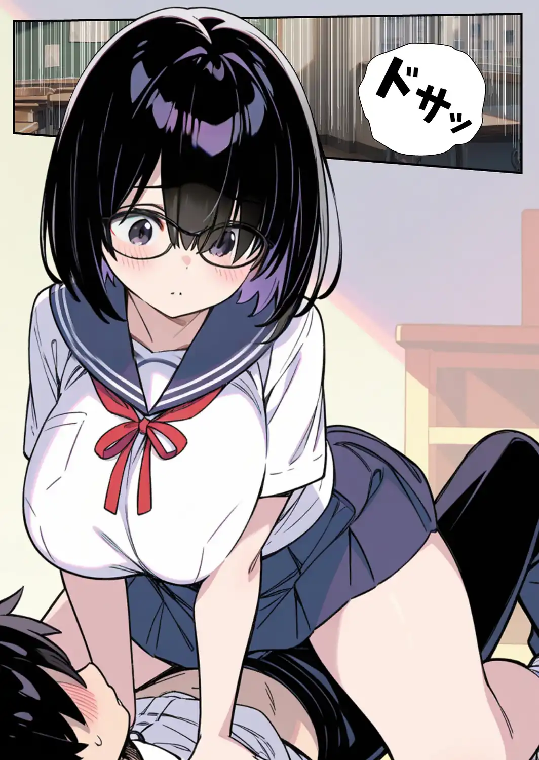 爆乳地味メガネが好きな男に沼パイを使って告白しそのままエッチする話【モザイク版】-サンプル画像12