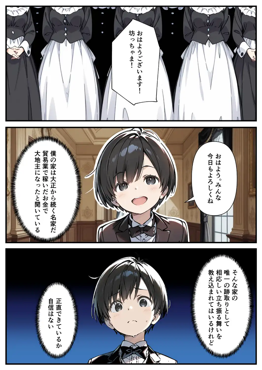 巨乳専属メイドにえっちな英才教育される話【モザイク版】-サンプル画像1