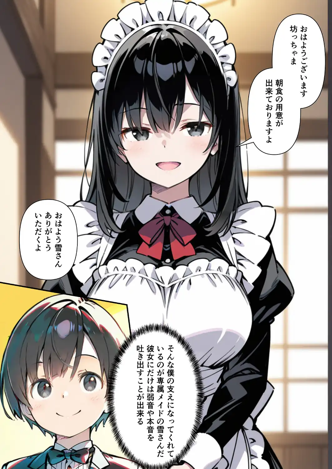 巨乳専属メイドにえっちな英才教育される話【モザイク版】-サンプル画像2