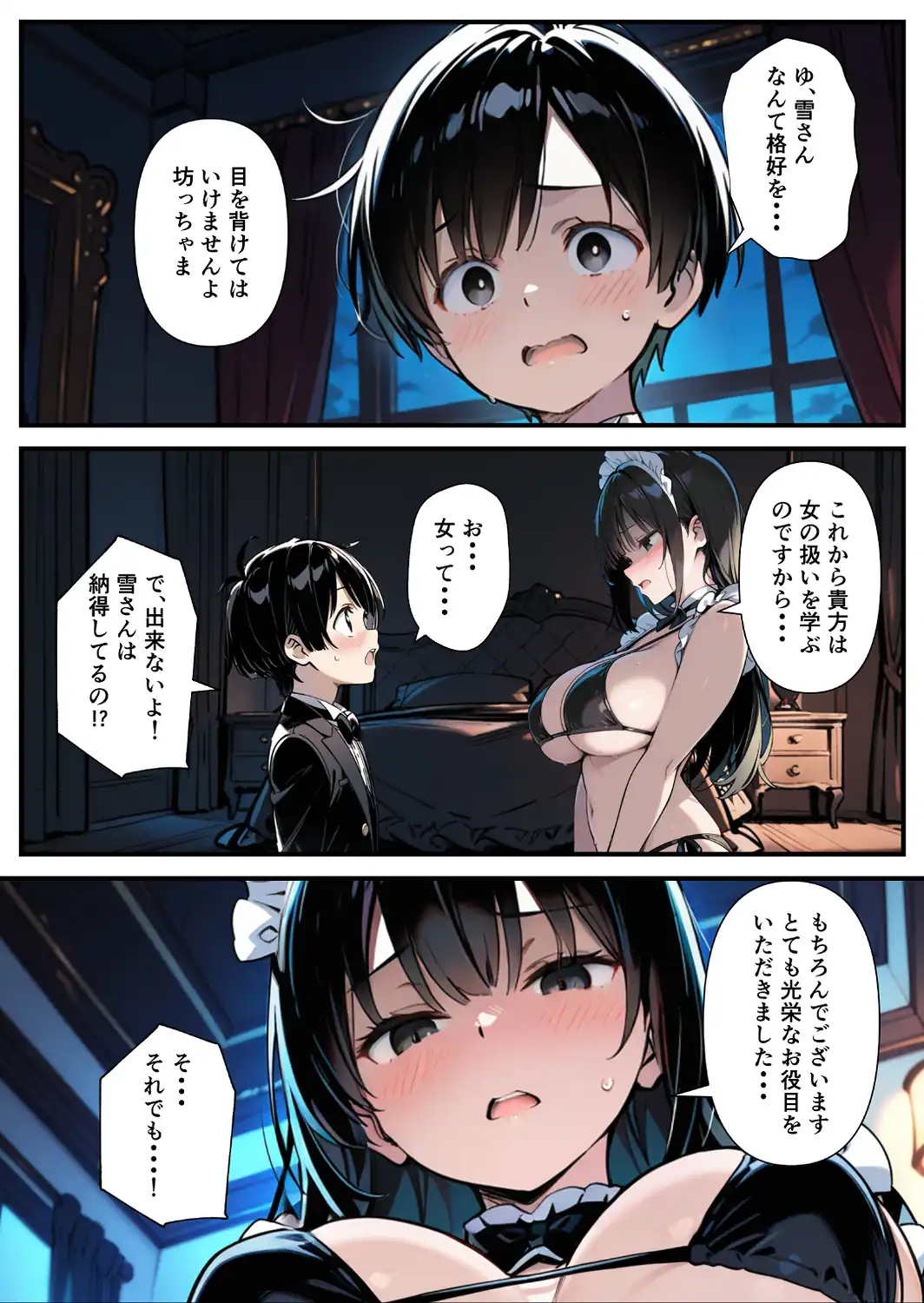 巨乳専属メイドにえっちな英才教育される話【モザイク版】-サンプル画像8