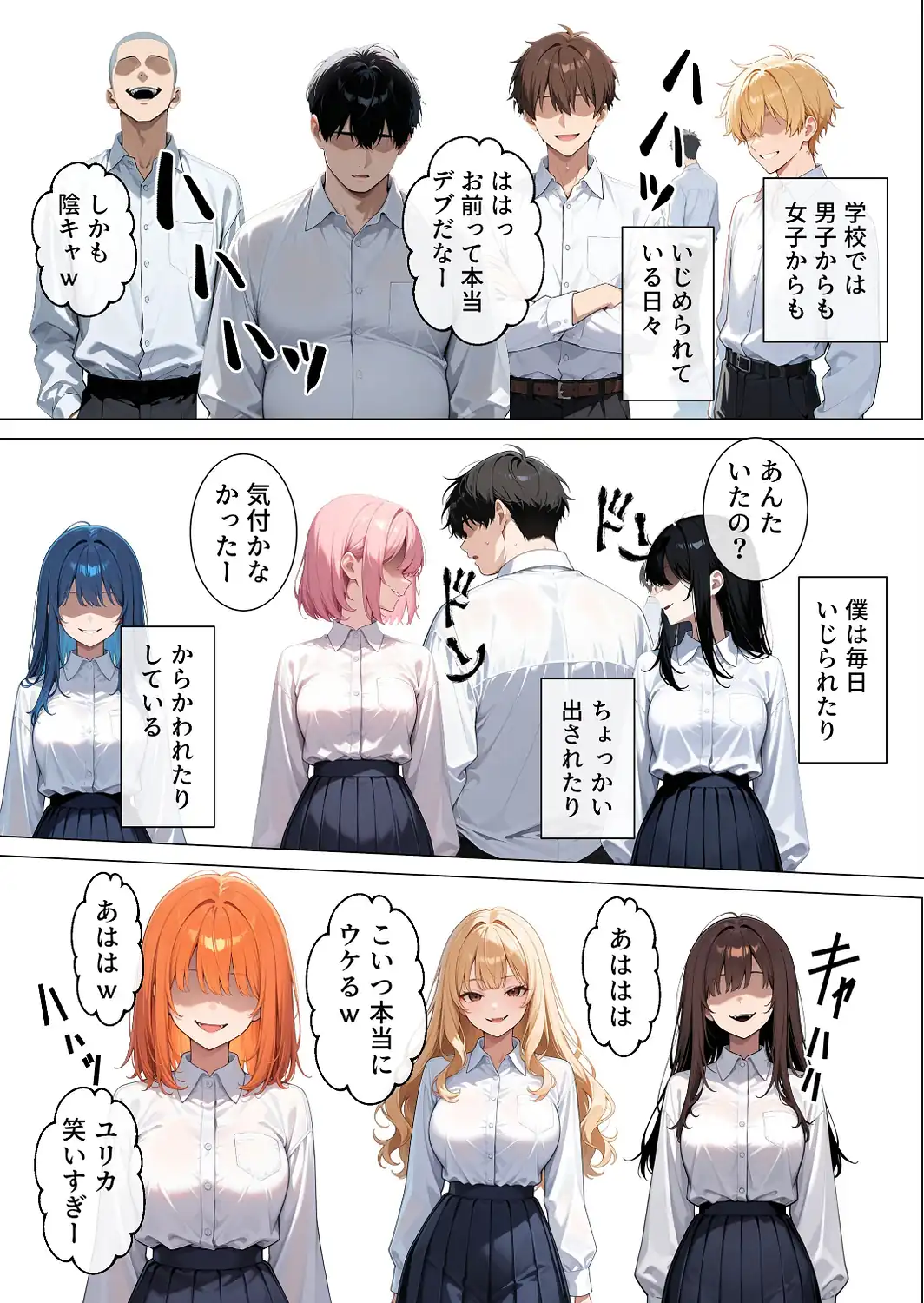 いじめてくるヤンキー女子が、屋上では僕のチ○ポでイキ狂う【モザイク版】-サンプル画像2
