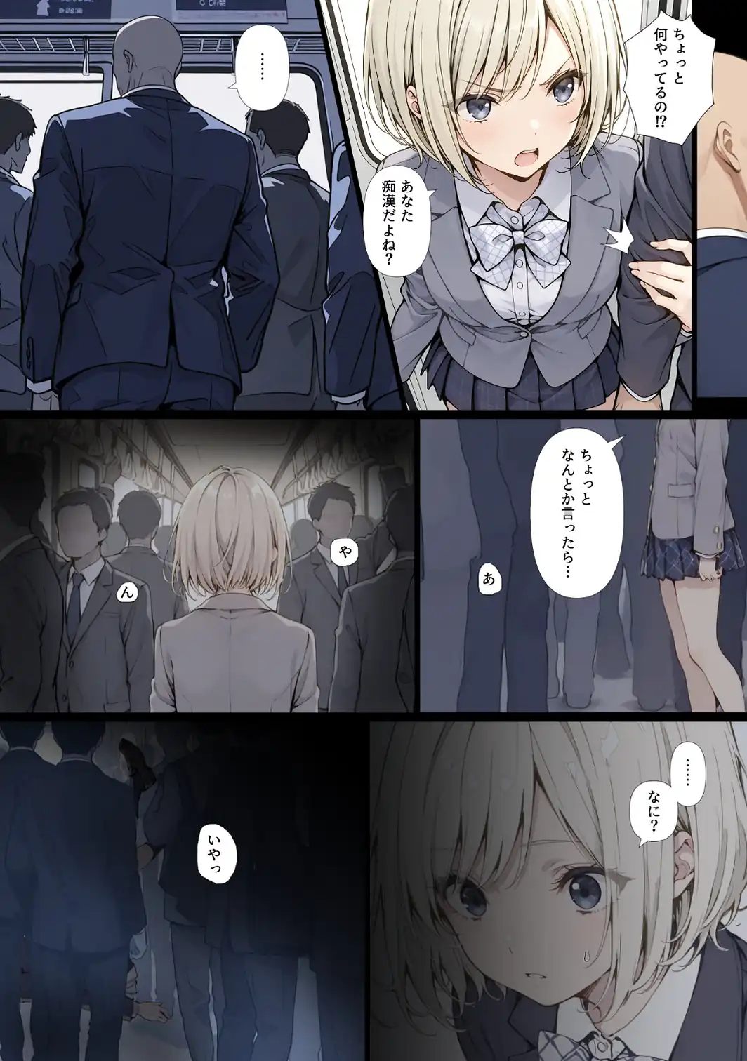 黒髪少女と金髪少女が電車で集団痴●に遭う漫画【ifストーリー】【モザイク版】-サンプル画像2