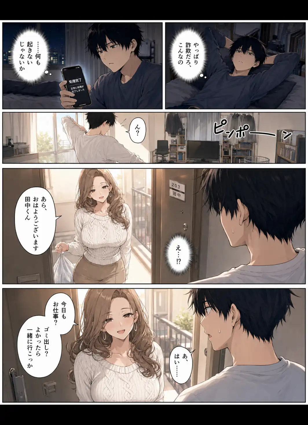 押すたび、1万円消えるボタン…その度に隣の人妻が誘惑してくる。【モザイク版】-サンプル画像1