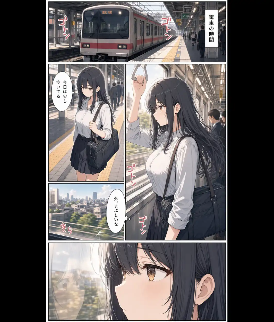 真面目な女子校生が朝の満員電車で執拗に痴●された話【モザイク版】-サンプル画像2