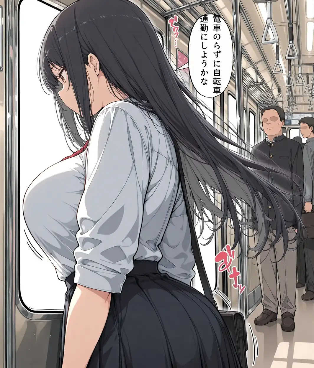 真面目な女子校生が朝の満員電車で執拗に痴●された話【モザイク版】-サンプル画像6