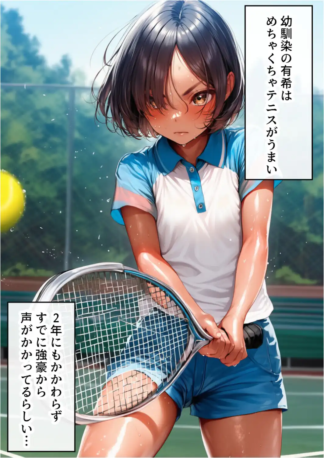幼なじみは隠れ巨乳！テニス部で一番かわいいボーイッシュ少女とイチャラブSEX【モザイク版】-サンプル画像1