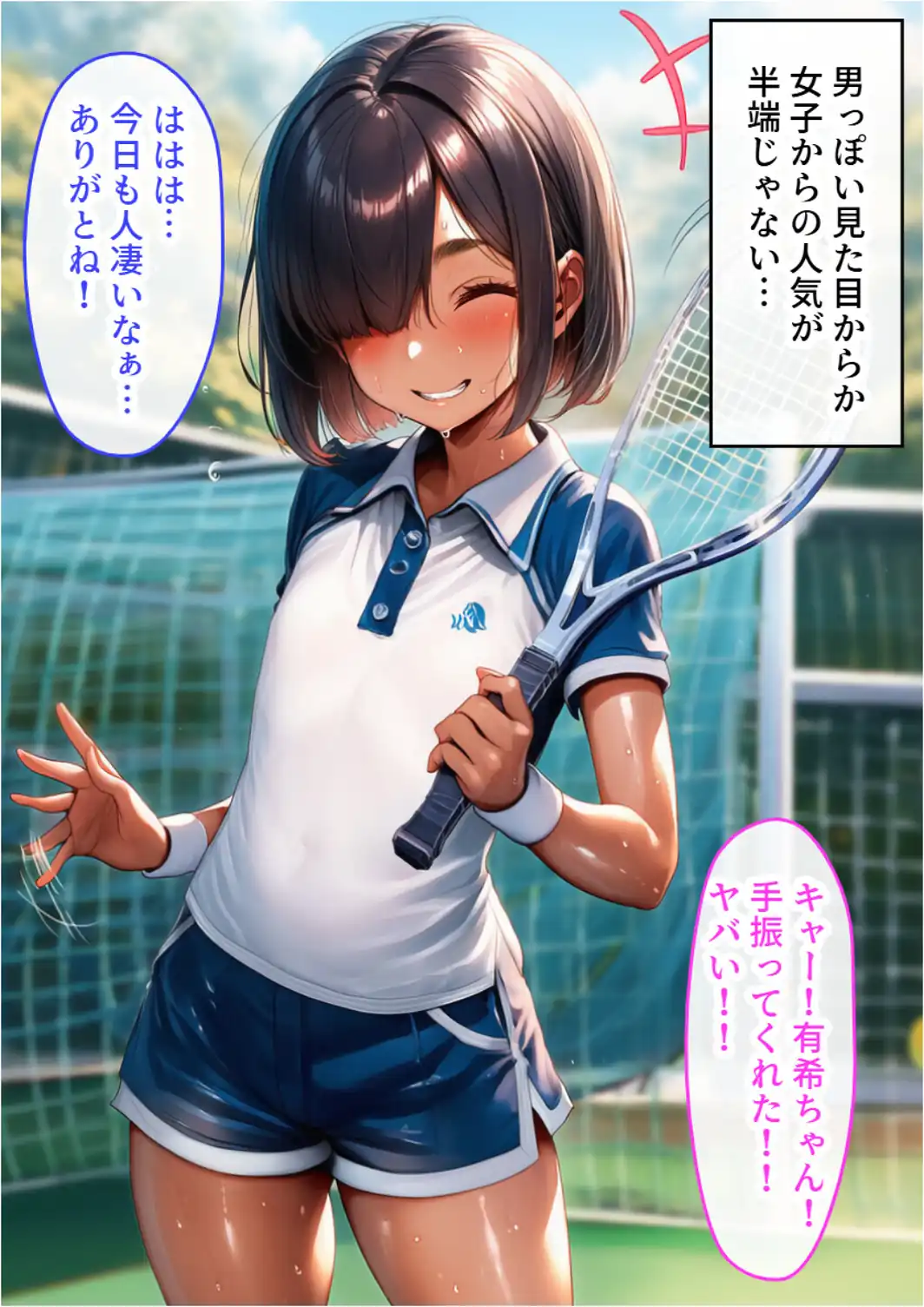 幼なじみは隠れ巨乳！テニス部で一番かわいいボーイッシュ少女とイチャラブSEX【モザイク版】-サンプル画像3