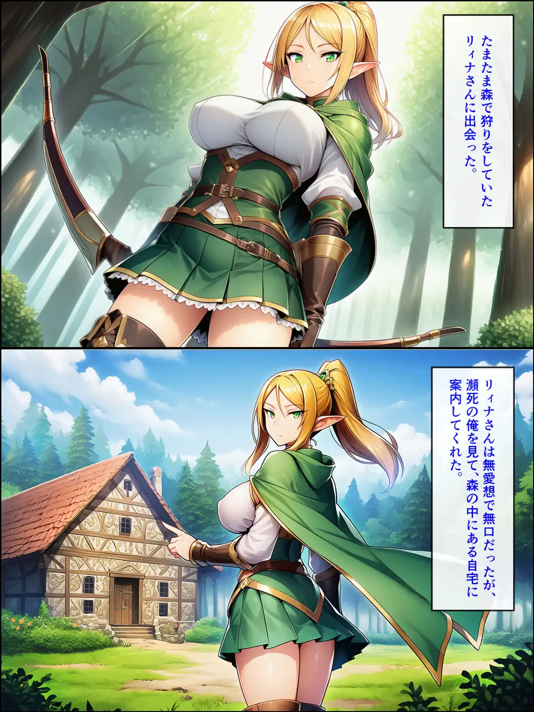 異世界転生して美人巨乳エルフ親子とらぶらぶセックスする話 〜娘編〜【モザイク版】-サンプル画像8