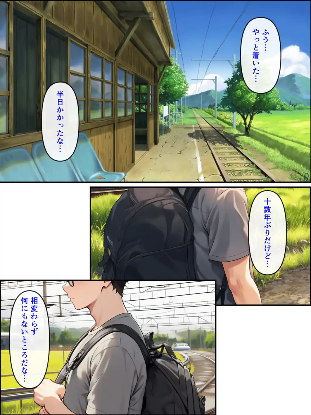 久しぶりに帰った田舎で、幼なじみと思い出巡りする話【モザイク版】-サンプル画像1