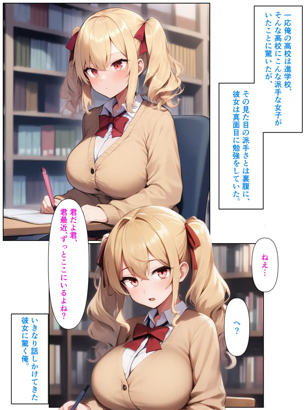 優等生の金髪ツインテの巨乳ギャルさんとラブラブエッチする話【モザイク版】-サンプル画像8
