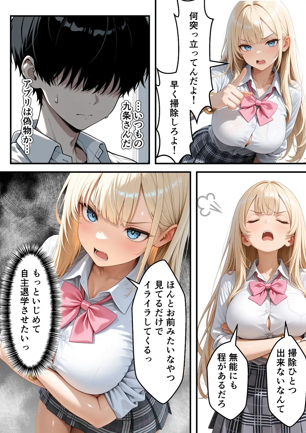 いじめられっ子の僕が催●アプリで性悪ギャルから逆レ○プ_搾精ハーレム地獄【モザイク版】-サンプル画像15