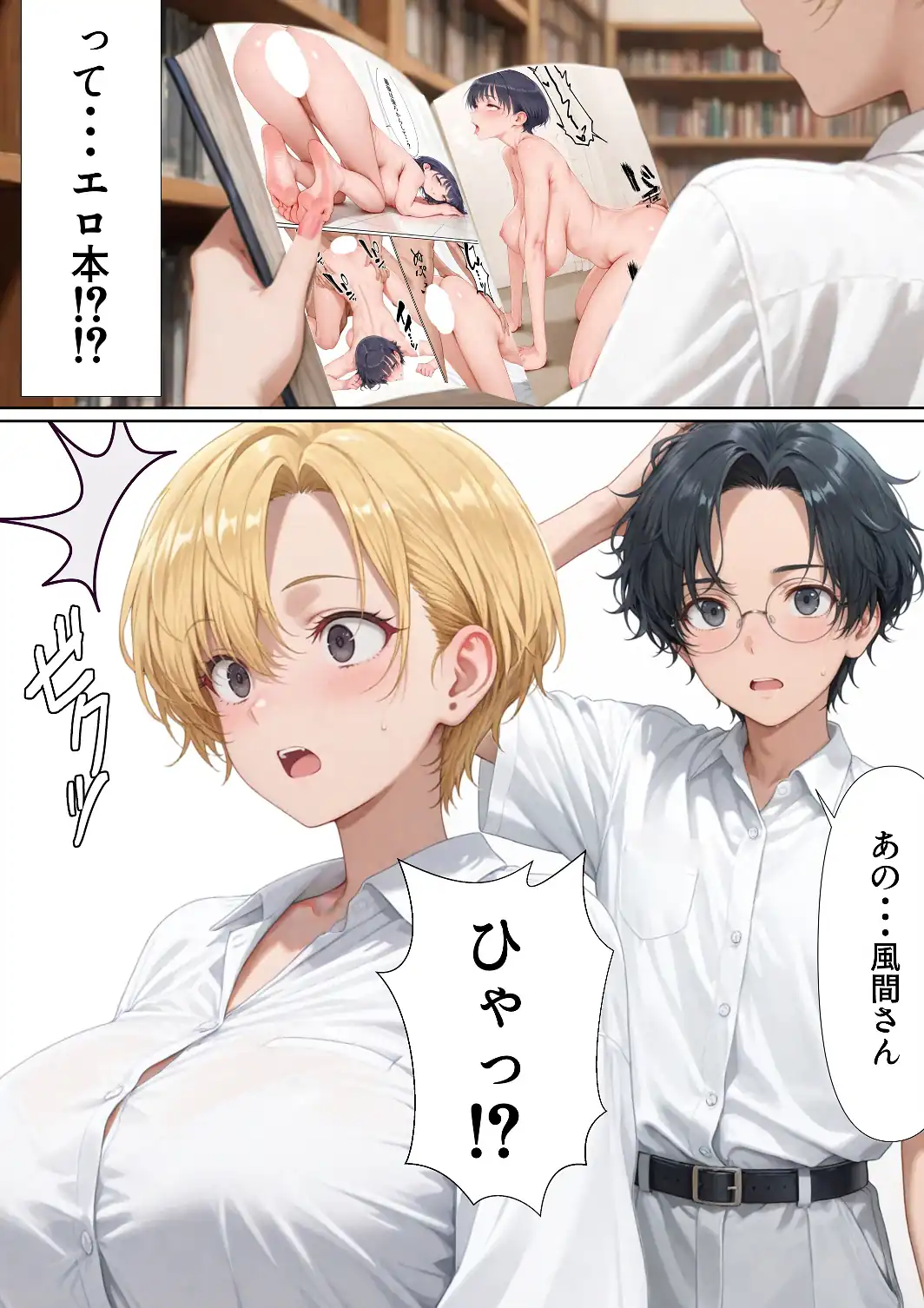 エロ同人大好きな女子校生ギャルがクラスメイトと初濃厚SEX【白抜き修正版】-サンプル画像3