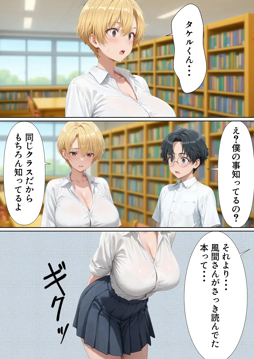 エロ同人大好きな女子校生ギャルがクラスメイトと初濃厚SEX【白抜き修正版】-サンプル画像4