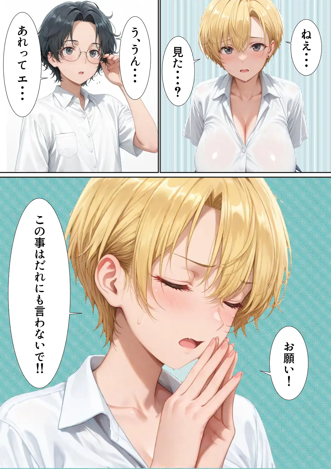 エロ同人大好きな女子校生ギャルがクラスメイトと初濃厚SEX【白抜き修正版】-サンプル画像5