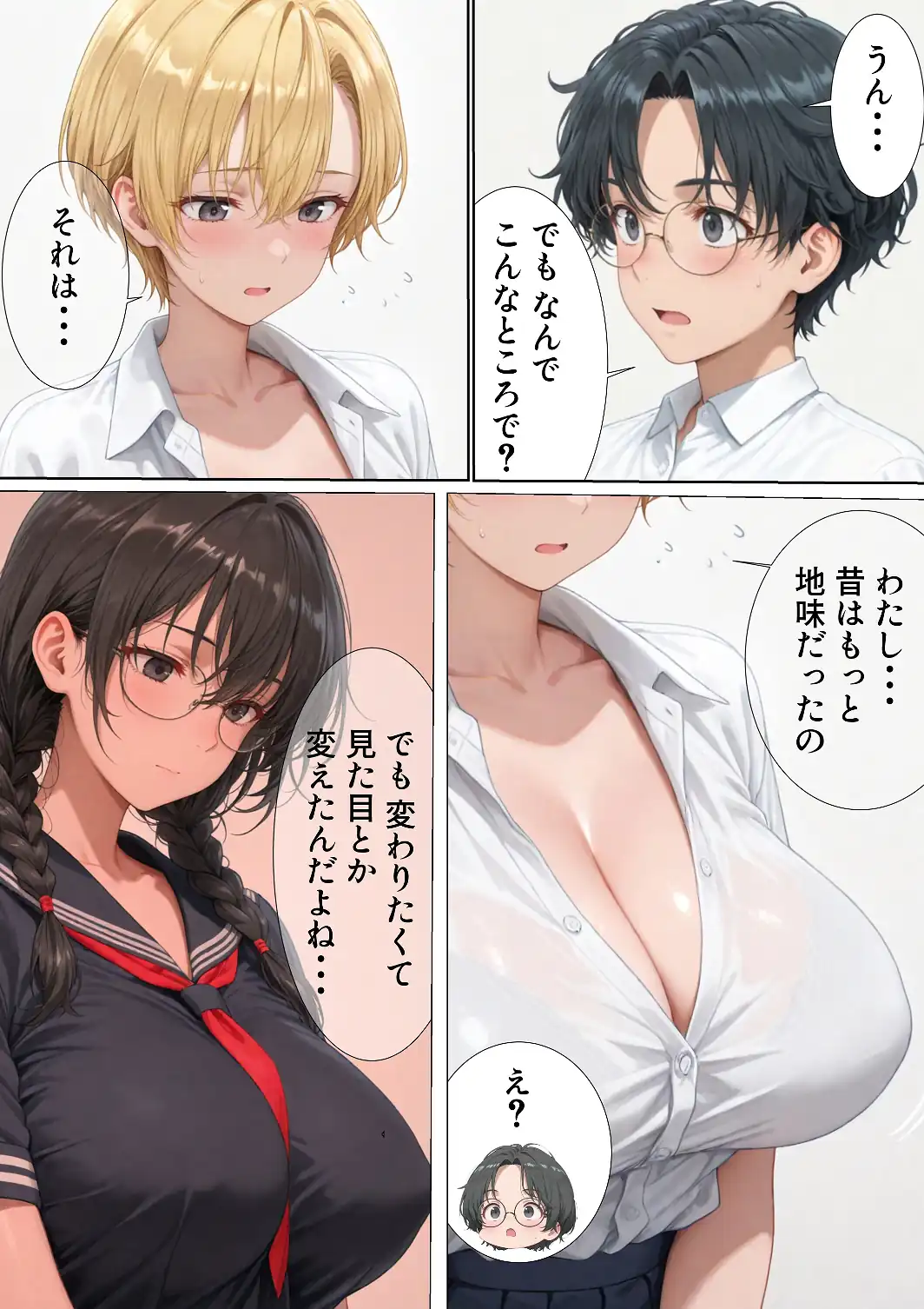 エロ同人大好きな女子校生ギャルがクラスメイトと初濃厚SEX【白抜き修正版】-サンプル画像6