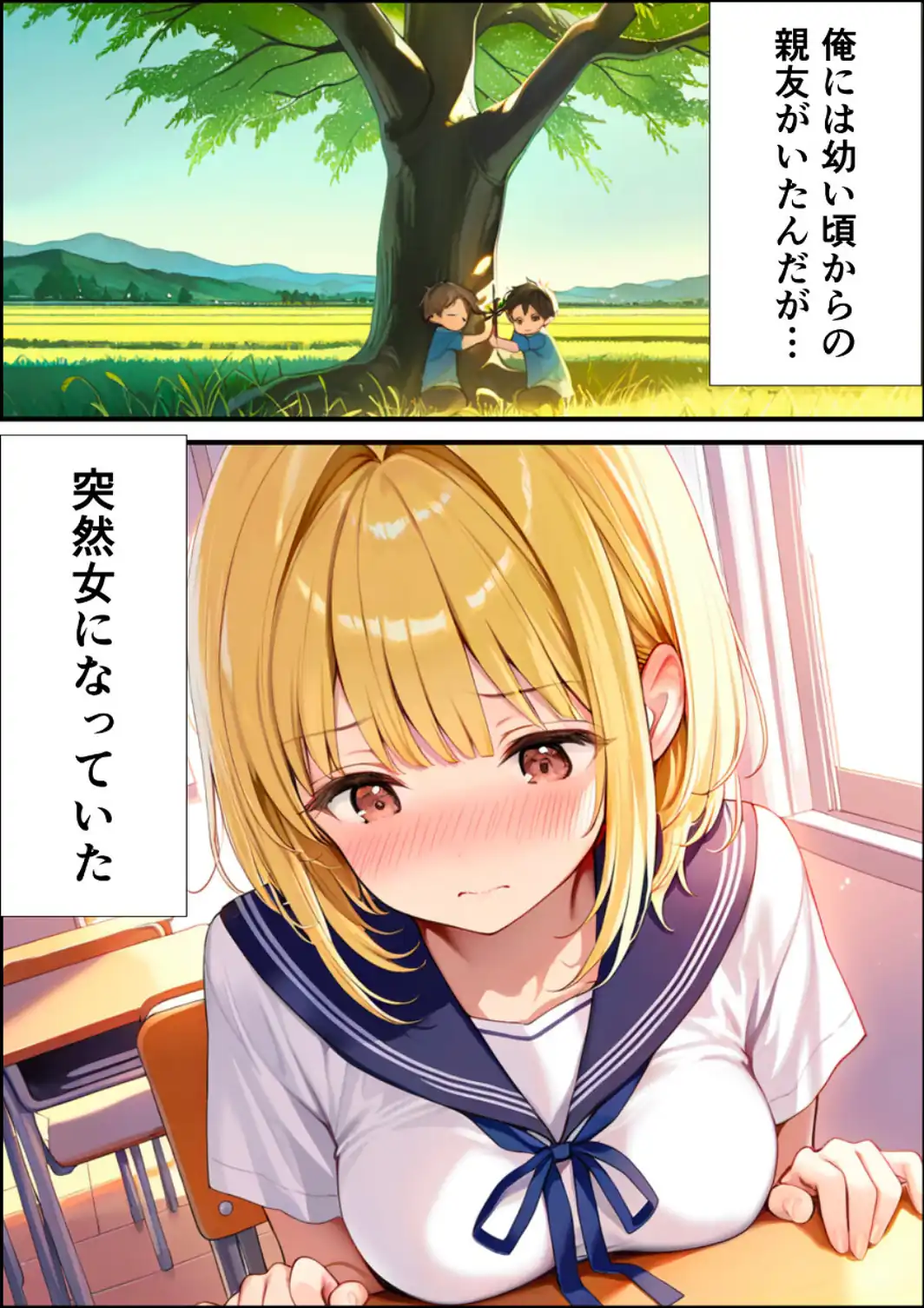 女体化した親友が俺の彼女になるまでの話【白抜き修正版】-サンプル画像3
