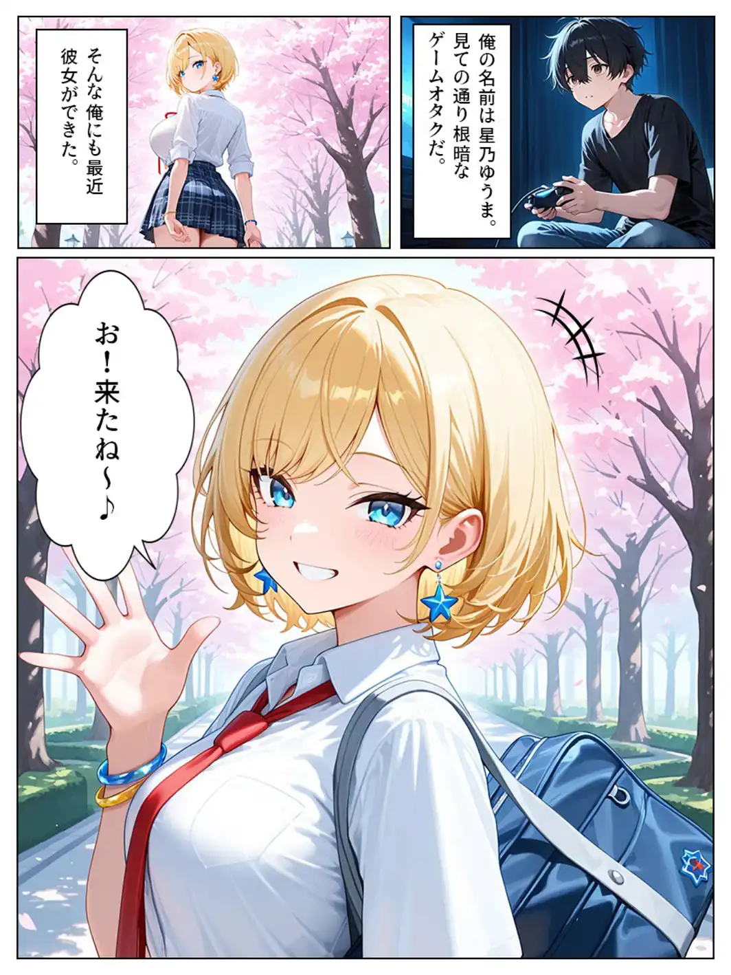巨乳ギャル彼女とちっぱい妹と中出しセックス【モザイク版】-サンプル画像1