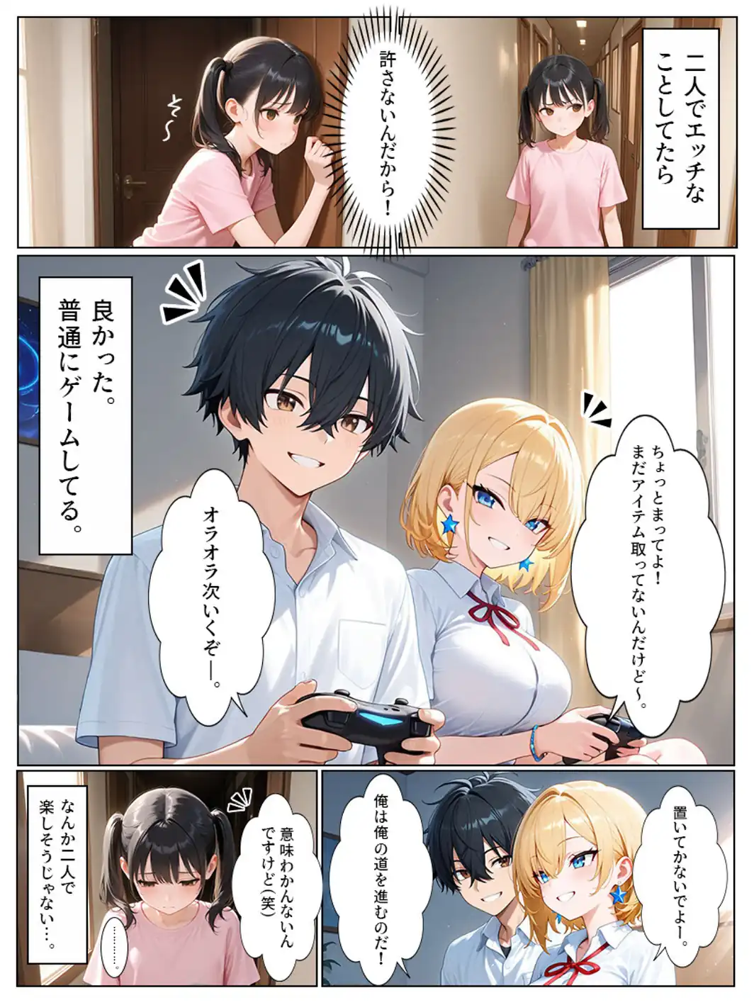 巨乳ギャル彼女とちっぱい妹と中出しセックス【モザイク版】-サンプル画像9
