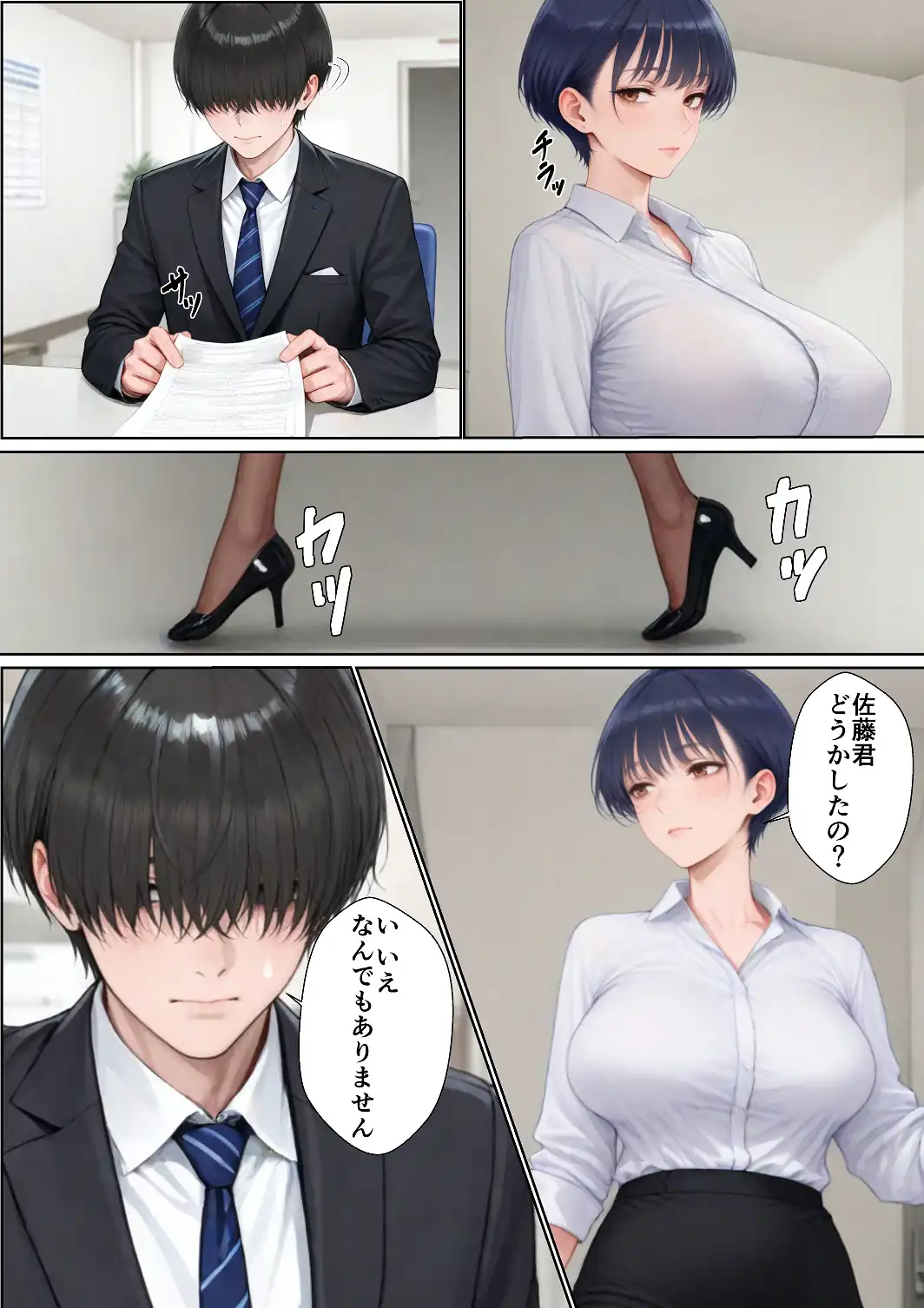 爆乳痴女の先輩OLが仕事しない後輩をヌキまくって性欲発散業務改善する話【白抜き修正版】-サンプル画像3