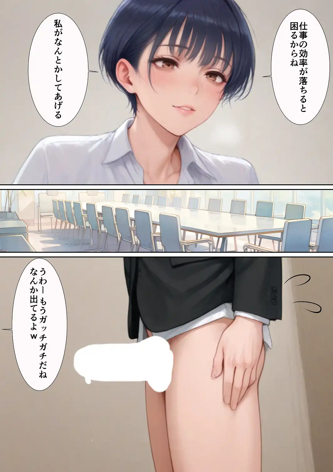 爆乳痴女の先輩OLが仕事しない後輩をヌキまくって性欲発散業務改善する話【白抜き修正版】-サンプル画像6
