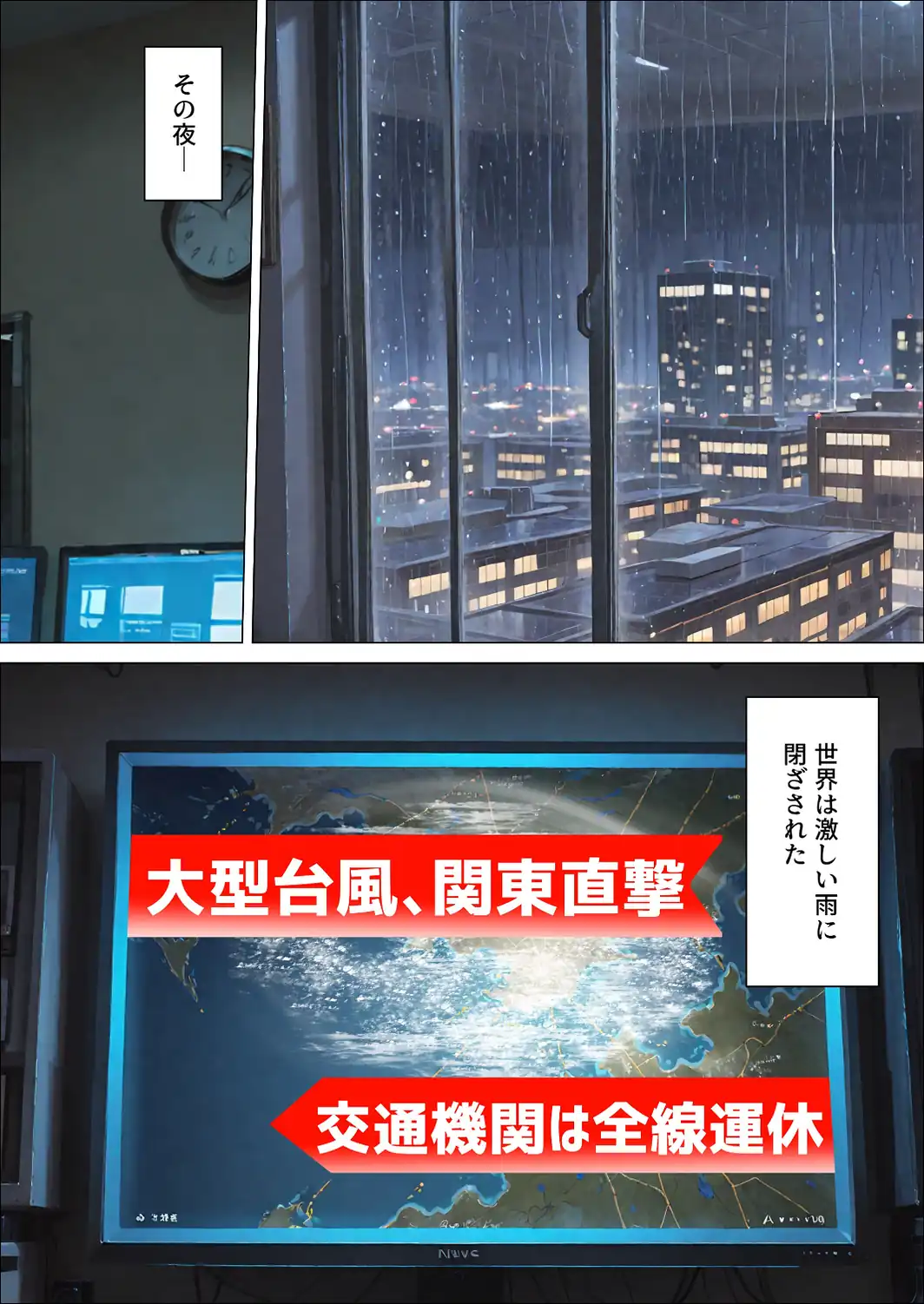 台風の夜、憧れの上司とふたりきり。〜マシュマロボディで恩返し種付け性交〜【モザイク版】-サンプル画像1