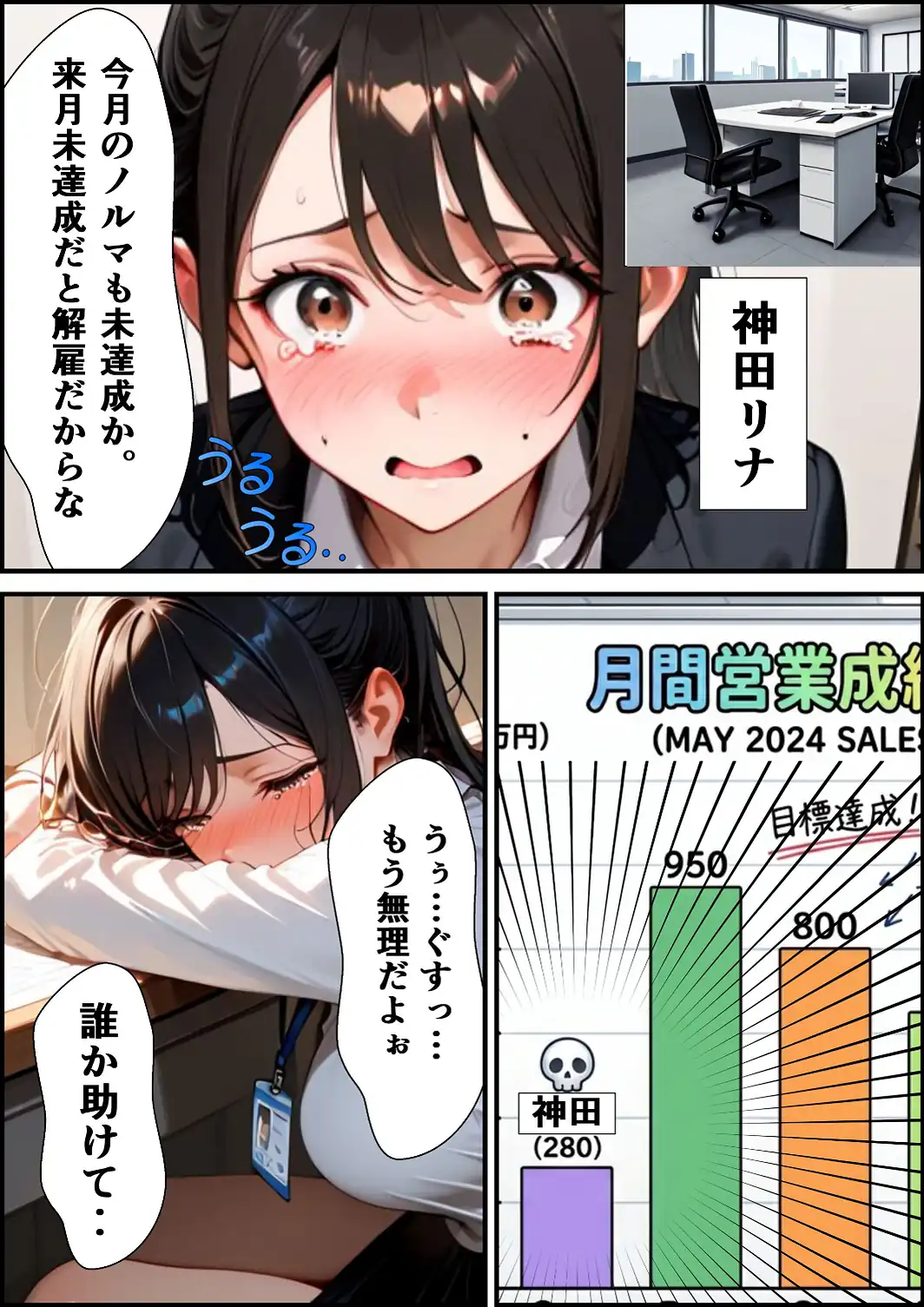ようこそ、我が社の肉便器営業課へ。泣き虫最下位OLが肉体調教されて下剋上契約！【白抜き修正版】-サンプル画像1