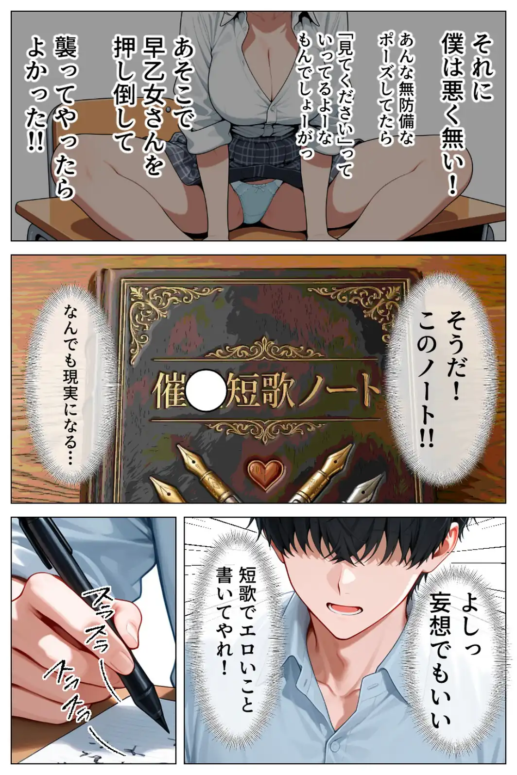 童貞の僕が催●ノートで一軍ギャルと3P！？絶頂生ハメSEXした話【白抜き修正版】-サンプル画像12