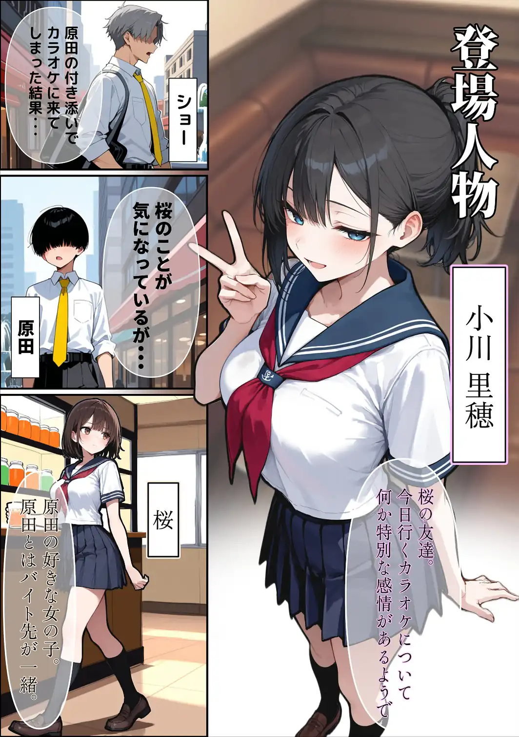 他校で噂のヤリマンちゃんに友達もいるのに、カラオケでマ〇コを貸してもらった件【白抜き修正版】-サンプル画像1