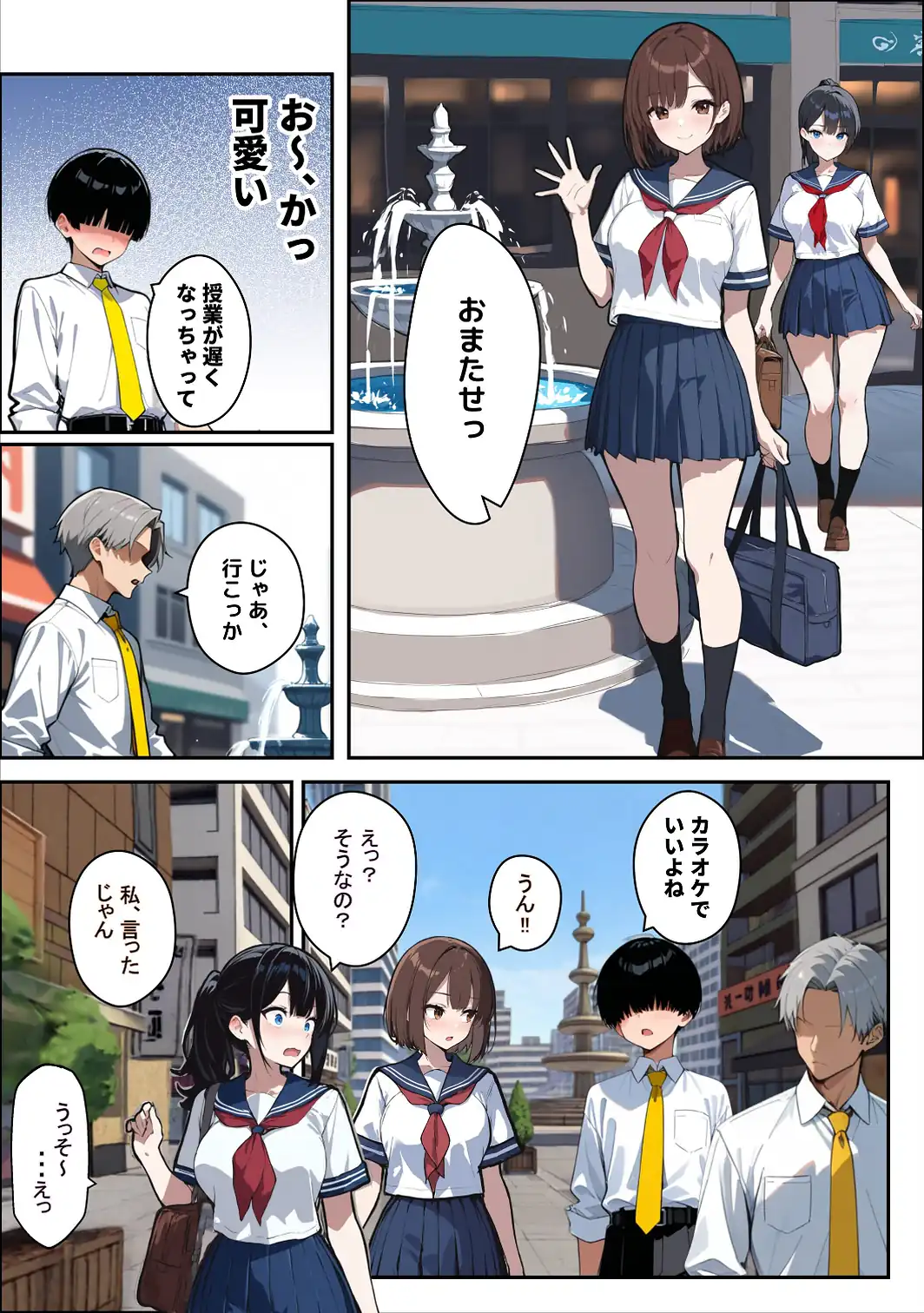 他校で噂のヤリマンちゃんに友達もいるのに、カラオケでマ〇コを貸してもらった件【白抜き修正版】-サンプル画像3