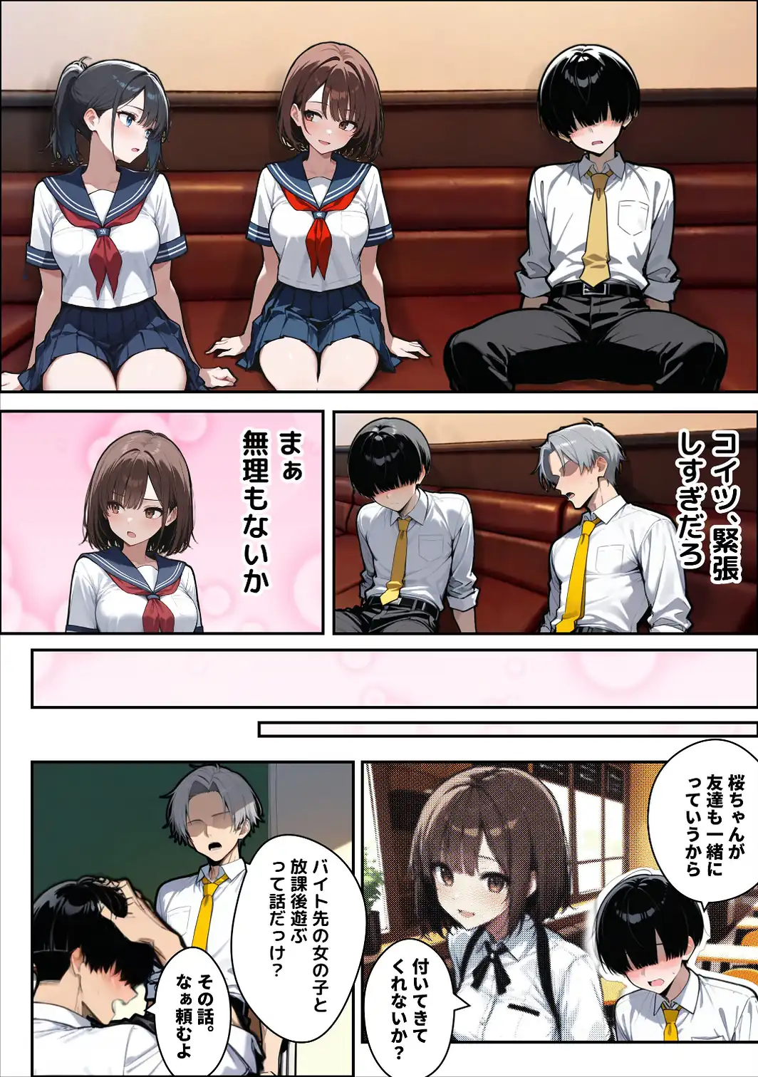 他校で噂のヤリマンちゃんに友達もいるのに、カラオケでマ〇コを貸してもらった件【白抜き修正版】-サンプル画像5