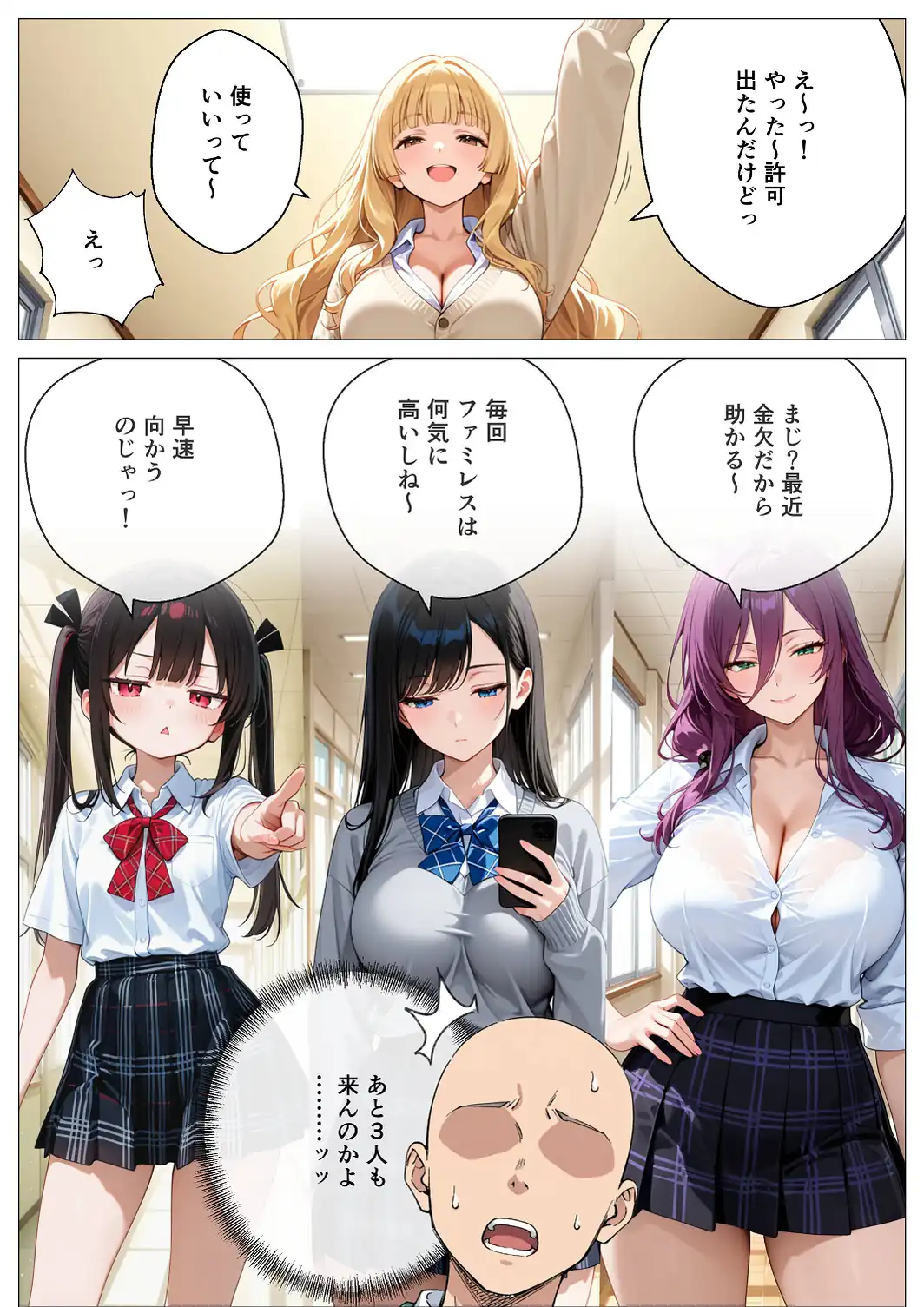 モブの俺、茶道部を占領され、一軍ギャル4人組の罰ゲーム対象になった話【モザイク版】-サンプル画像4